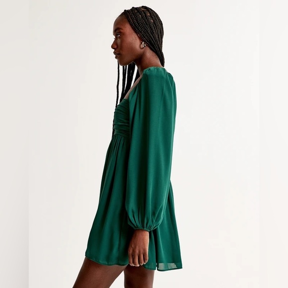NWT - A&F Emerson Balloon Sleeve Mini Dress in Emerald Green - Size XL - Picture 3 of 8